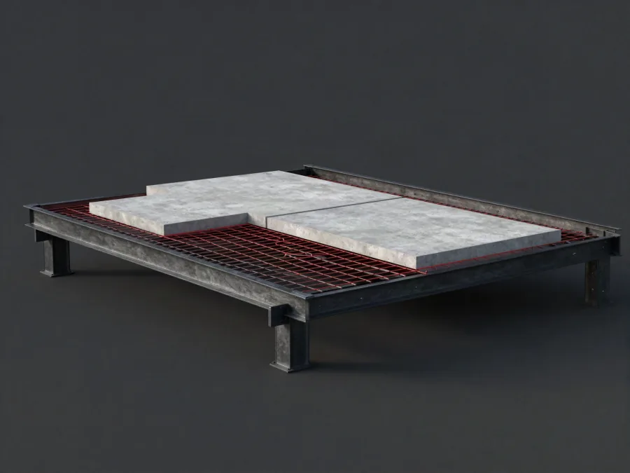 Απεικόνιση σύμμικτης πλάκας με μεταλλικές δοκούς